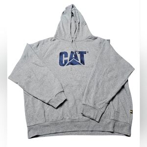 CAT Caterpillar Hoodie Men Size 2XL Gray Pullover Sweater Construction Heavy